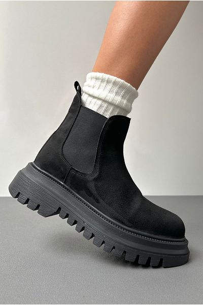 Mupa Shoes Μαύρα σουέντ γυναικείες μπότες