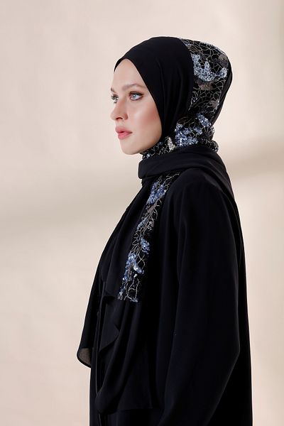 Differenza Waterway Crepe Shawl - Cloud Sequined, Μαύρο Indigo