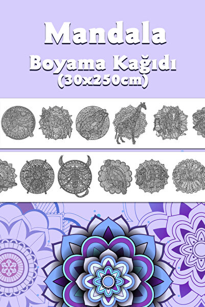 BiWini Mandala Dev Boyama Kağıdı 2,5 Metre Rulo Boyama Kağıdı - Çocuk Eğitici...