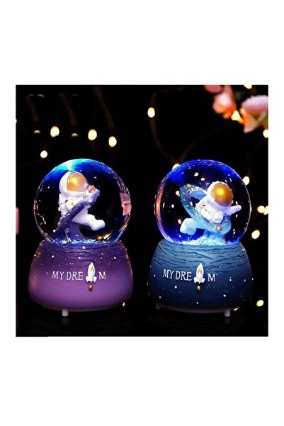 MİEN Mien Dekoratif Pilli Müzikli Astronot Figürlü Hediyelik Kar Küresi Büyük...