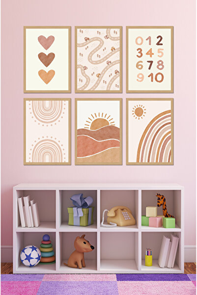 kutuTR Dekorize Mdf Tablo Seti 6 Parça 3 mm - Çocuk Odası Duvar  Dekoru 6010