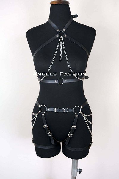 Angels Passion Δερμάτινο λουράκι σώματος, γυναικεία δερμάτινα φανταχτερά ρούχα