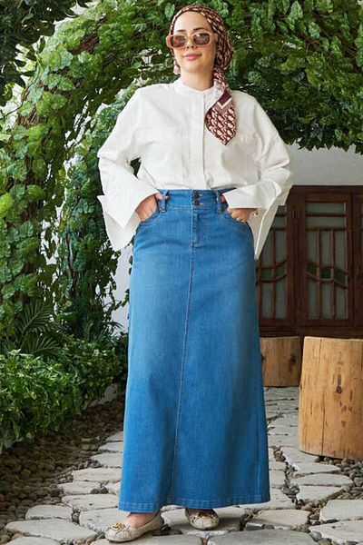 Neways 2058 Model - Denim Blue Skirt