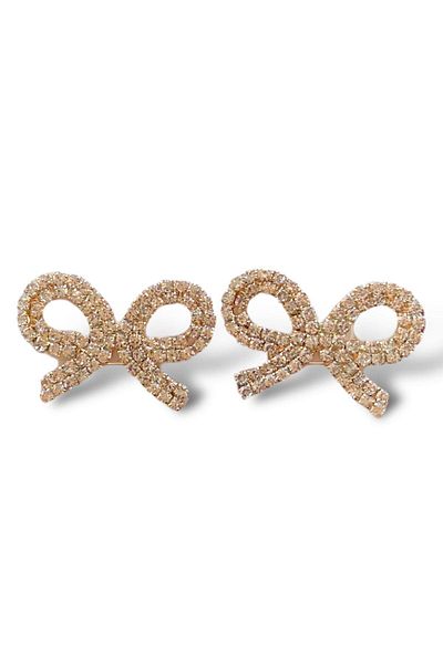 TAKIŞTIR Gold Color Ribbon Figured Stone Detailed Earrings (Pair)