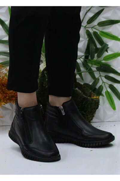 Özkan Ayakkabı SİYAH ÇİFT TARAFI FERMUARLI HAKİKİ DERİ ORTOPEDİK TABAN RAHAT YUMUŞAK KADIN BOT