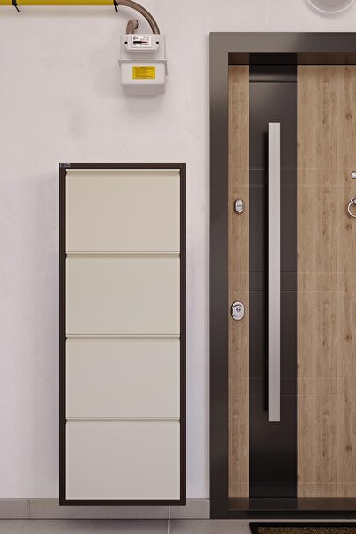 Ceha 4'lü Metal Ayakkabılık - Kahverengi/krem