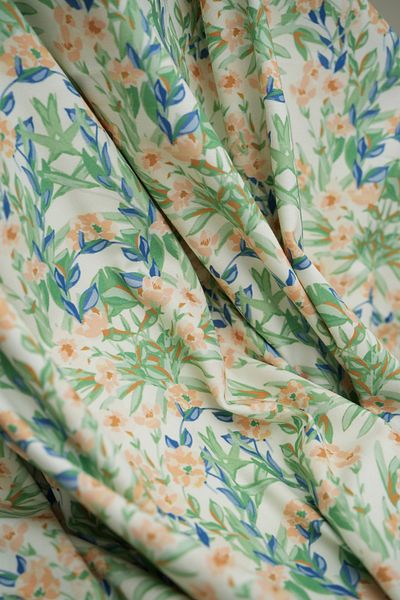 Tuğba Kuğu Printed Panama Fabric (100% Cotton) |   Boho Greens