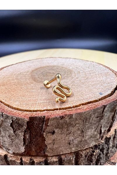 Karınca Piercing Gold Color Snake Ear Conch Flat Forward Helix Tragus Piercing