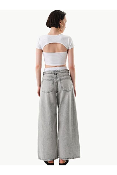 RİVUS Beli Garni Detaylı Baggy Jean Pantolon - Gri