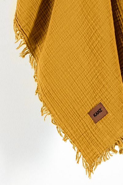 Kanz 2 Layer 100% Cotton Muslin Baby Blanket - 100X120 Mustard