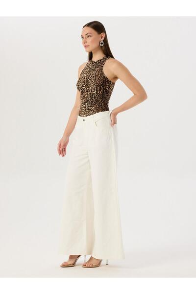 RİVUS Leopard Patterned Swimming Collar Tank Top