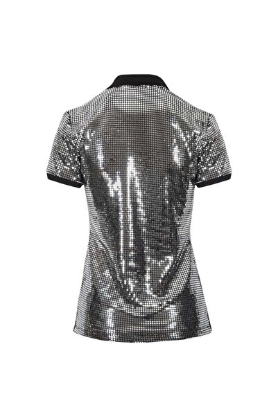 RİVUS Polo Yaka Pullu T-Shirt - Silver