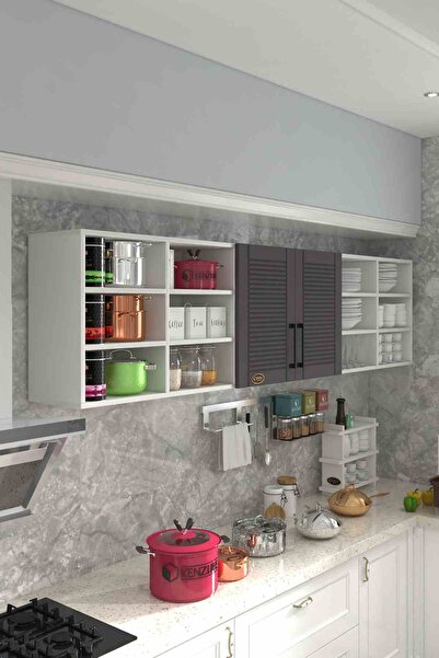Kenzlife Hazır Mutfak Dolabı Mercimek90 Gri Mod2 90*240*32 Mebran Kapak Sunta...