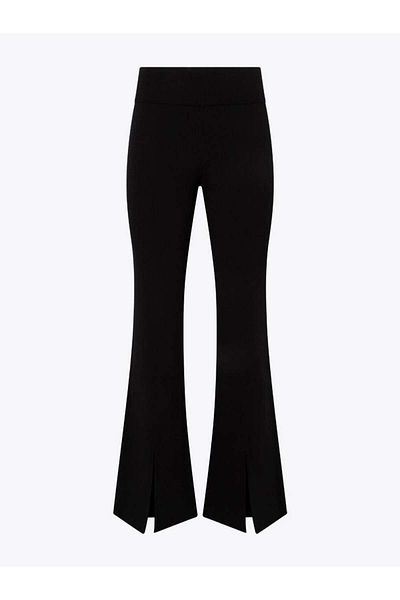 RİVUS Midi Knitwear Trousers with Front Slit - Black