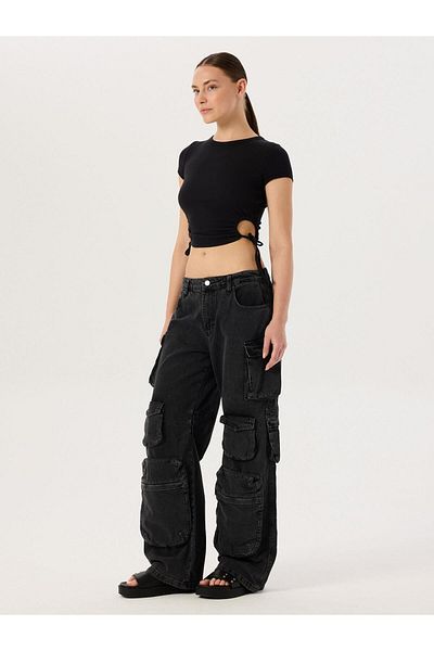 RİVUS Cargo Pocket Jean Trousers - Black