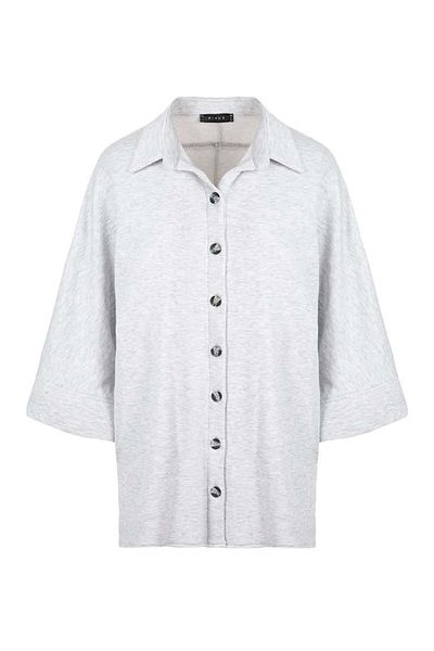 RİVUS Γκρι μαύρο πουκάμισο Oversize - Λεπτομέρεια με κουμπί
