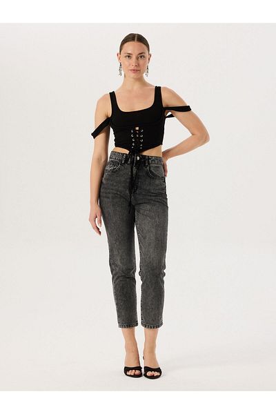 RİVUS Mom Fit Jean Trousers - Anthracite