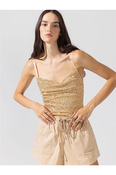 RİVUS Sequin Body with Snap Fasteners - Gold
