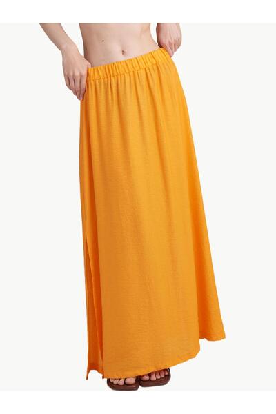RİVUS Yellow Midi Skirt - Slit and Relaxed Fit