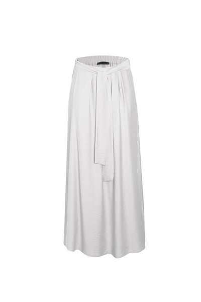 RİVUS Elastic Waist Belted Front Slit Skirt - Ecru