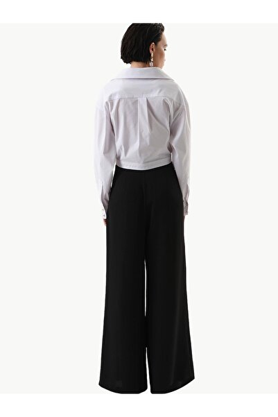RİVUS Black Wide Leg Crepe Trousers
