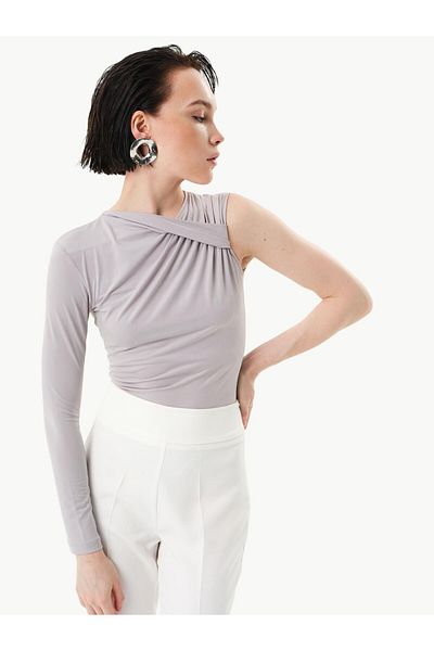 RİVUS Gray Single Sleeve Collar Snap Body