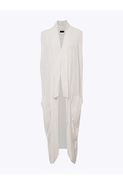 RİVUS Ecru Color Shawl Collar Sleeveless Kimono