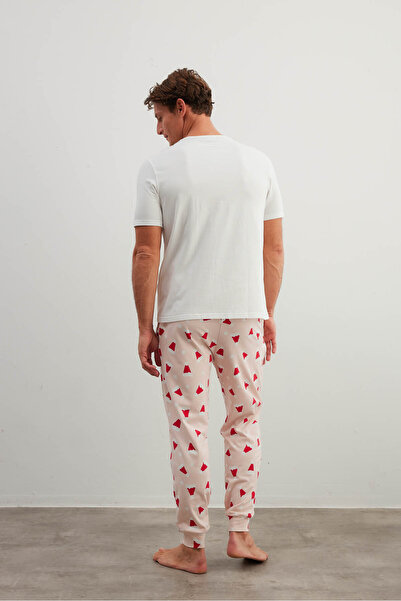 Syah Erkek Pamuklu Kısa Kollu Uzun Pijama Takımı