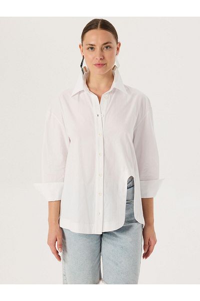 RİVUS Oversize Cut Cotton Πουκάμισο - Εκρού