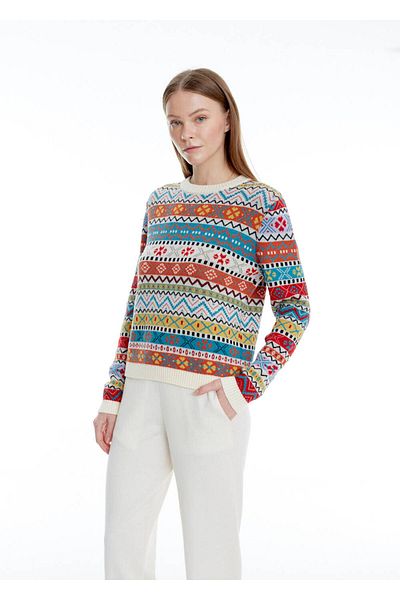 Knitss Fair Isle Pattern Merino Wool Blended Knitwear