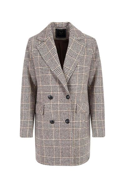 RİVUS Striped Stamp Coat Jacket - Brown