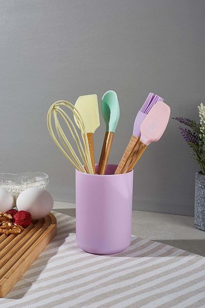 Perotti Robert 5-Piece Silicone Kitchen Set with Stand and Bowl