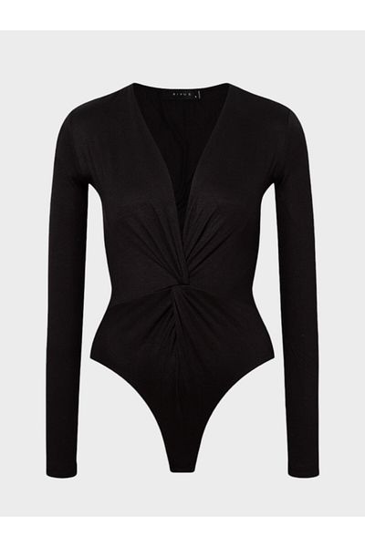 RİVUS Viscose Body with Twisted Front Soft Button - Black