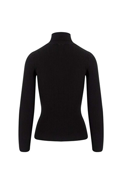 RİVUS Omuz Düğme Detaylı Balıkçı Yaka Triko Kazak - Siyah