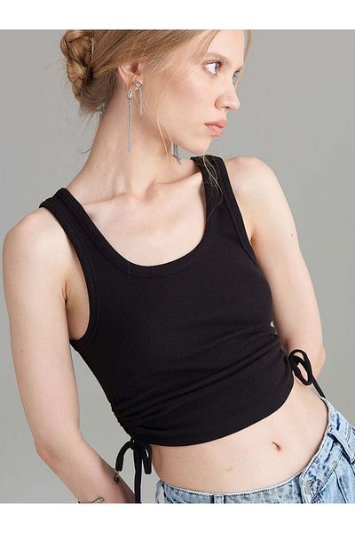 RİVUS Gathered Sides Camisole Tank Top - Black