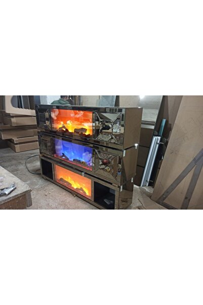 NGS HOME New Generation Style Ngs Home - Elektrikli Şömine Tv Sehpası Kapaklı Dikdörtgen