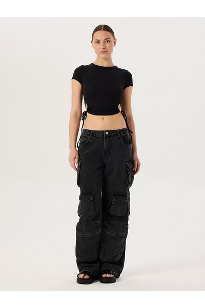 RİVUS Cargo Pocket Jean Trousers - Black