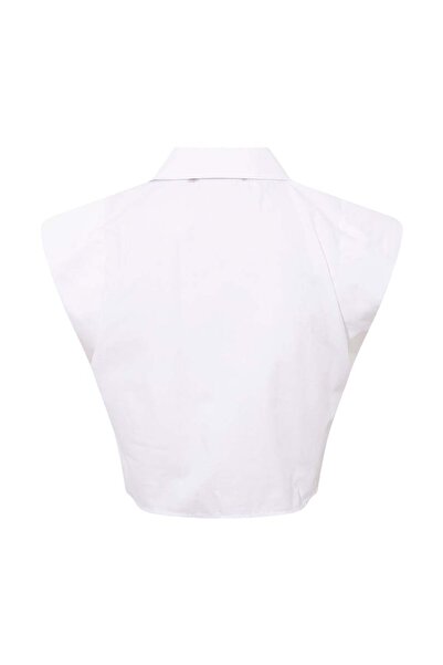 RİVUS Padded Sleeveless Crop Shirt - White