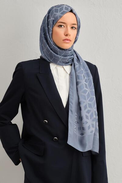 Armine Lyocell Şal - Petek Desen - ALY2 - 1113-30 - İndigo