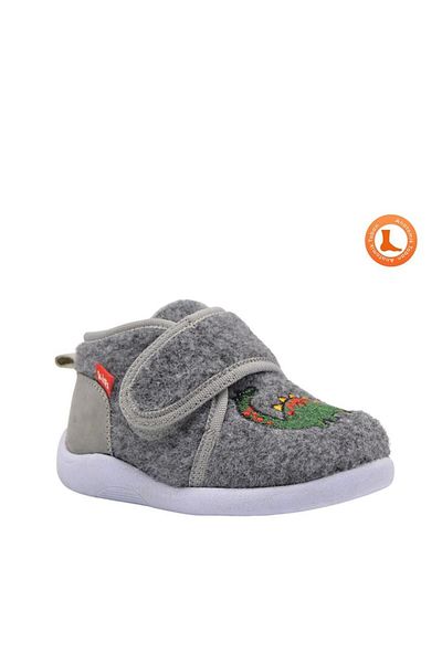 kids A more Dinosaur Dinosaur Figure Embroidered Boys' Felt Slippers Gray