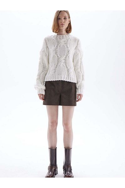 RİVUS Pulover de tricotaj cu detaliu tricot Boucle - Alb