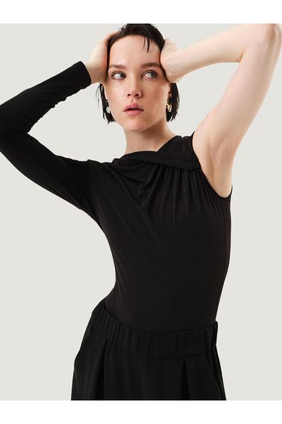 RİVUS Black Single Sleeve Collar Snap Body