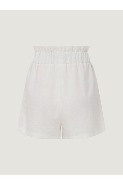RİVUS Ecru Mini Shorts - RuFFle Waist and Elastic Pocket