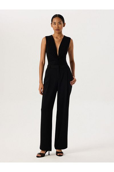 RİVUS Wide Leg Crepe Trousers - Black