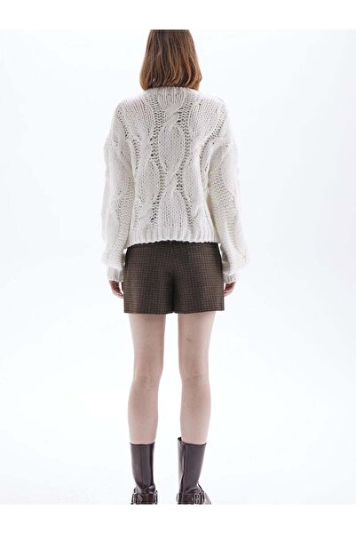 RİVUS Boucle Knit Detailed Knitwear Sweater - White