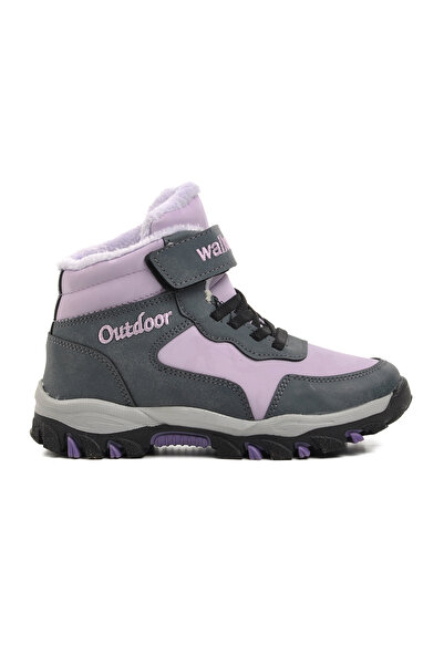 WALKWAY Wlky-Leo01 Lilac Children's Outdoor Boots with Fur Inside
