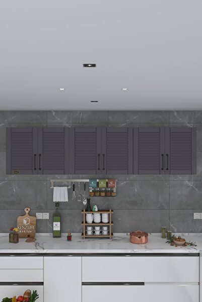 Kenzlife Hazır Mutfak Dolabı Elma90 Gri Mod2 90*240*32 Mebran Kapak Suntalam Gövde