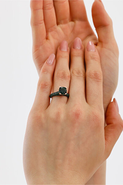 by evrenmusti 925 AYAR GÜMÜŞ YEŞİL TAŞLITEK TAŞ YÜZÜK