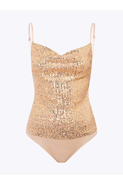 RİVUS Sequin Body with Snap Fasteners - Gold
