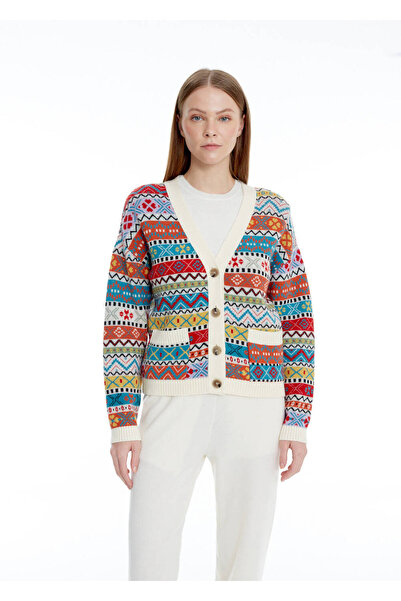 Knitss Faır Isle Desen Merino Yün Karışımlı Triko Hırka